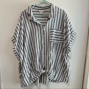 A.N.A stripe button down top plus size 3xl